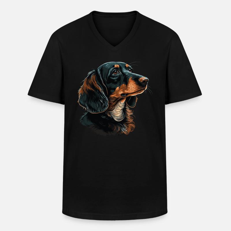 Dackel - Männer-T-Shirt mit V-Ausschnitt - Schwarz