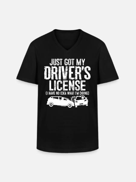 Har lige fået mit kørekort Sjov tilladelse chauffør - Klassisk herre T-shirt med V-udskæring - sort