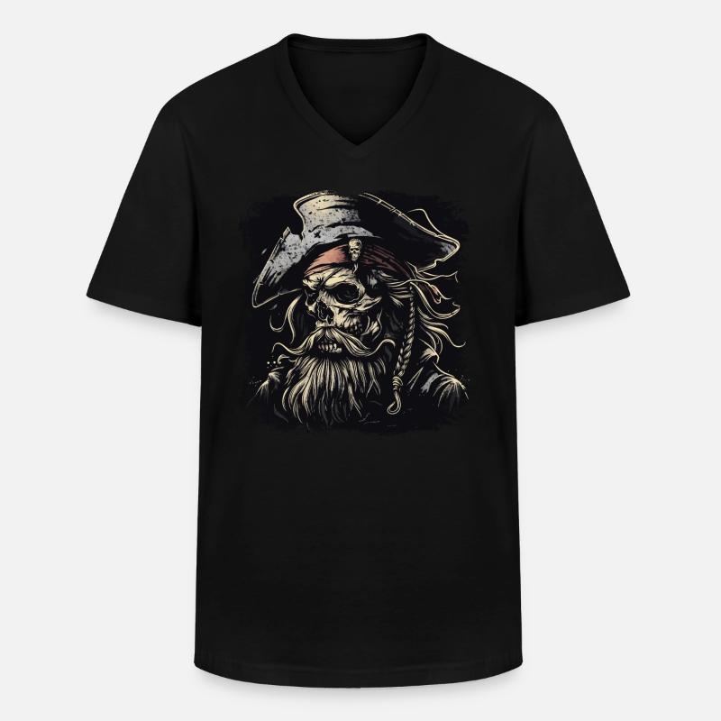 Piratenschädel - Männer-T-Shirt mit V-Ausschnitt - Schwarz