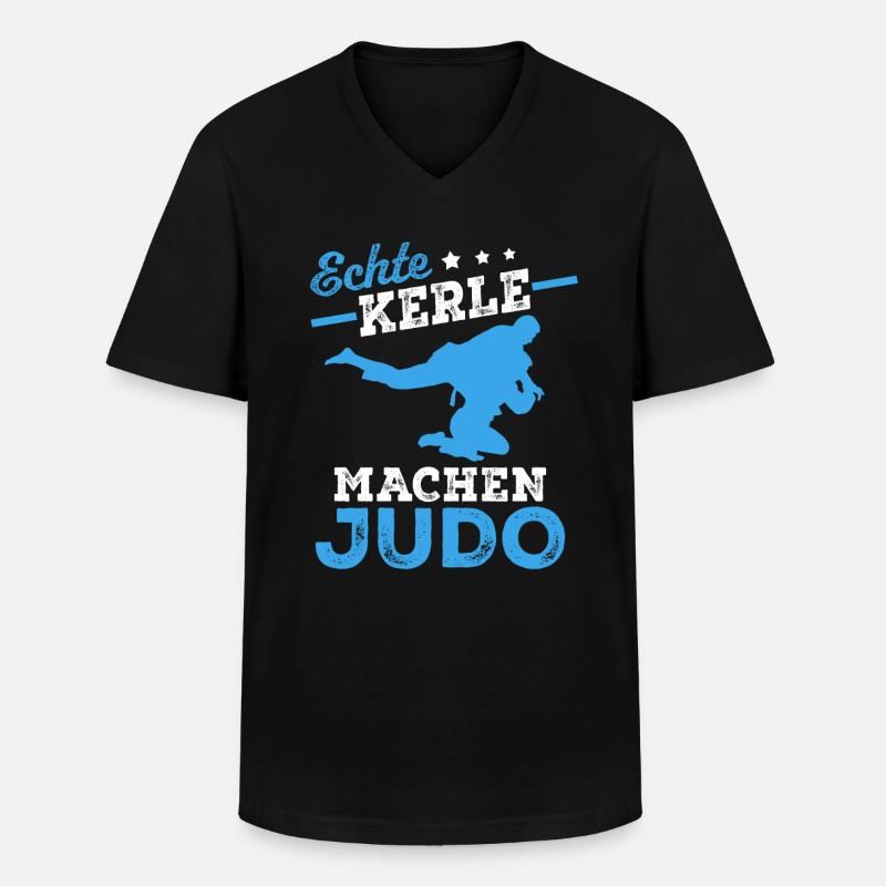 Echte Kerle machen Judo - Männer-T-Shirt mit V-Ausschnitt - Schwarz