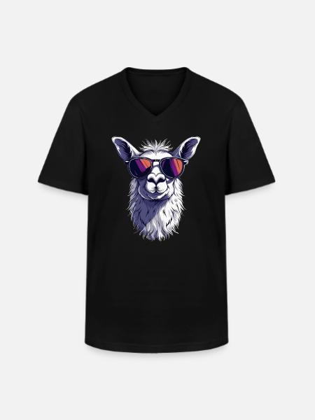 Funny Llama Alpaca - Men's V-Neck T-Shirt - black