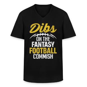 Dibs On The Fantasy Football Commish Funny FFL - Men's V-Neck T-Shirt - black - Front - AI Model Male 178 dark (178cm)