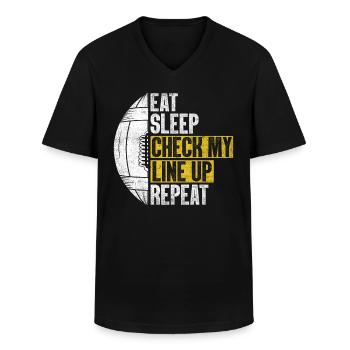 Manger Dormir Vérifier ma programmation Répéter Funny Football - T-shirt col V Homme - noir - Devant - AI Model Male 178 dark (178cm)