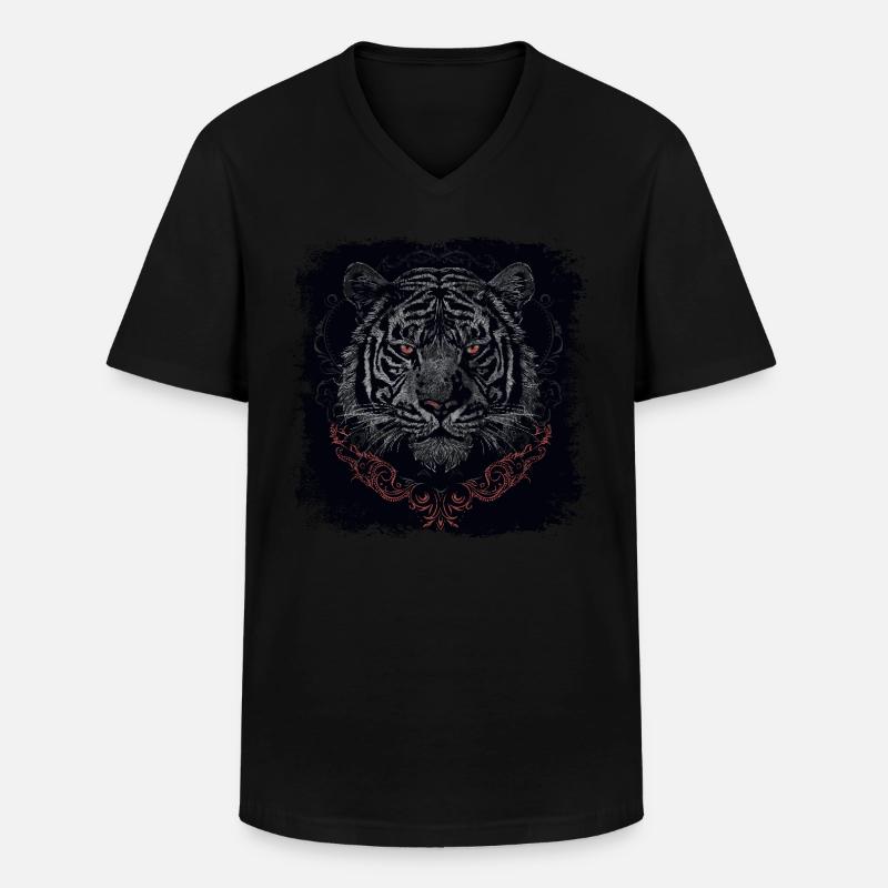 Tiger - Männer-T-Shirt mit V-Ausschnitt - Schwarz