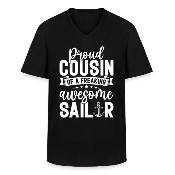 Proud Cousin Of A Sailor Funny Sailing Cousin - Men's V-Neck T-Shirt - black - Front - AI Model Male 178 dark (178cm)