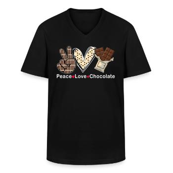 Peace Love Chocolate Choco Candy Confectionery - Men's V-Neck T-Shirt - black - Front - AI Model Male 178 dark (178cm)