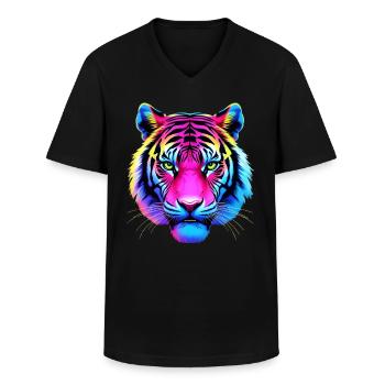 Neon Tiger - Männer-T-Shirt mit V-Ausschnitt - Schwarz - Vorne - AI Model Male 178 dark (178cm)