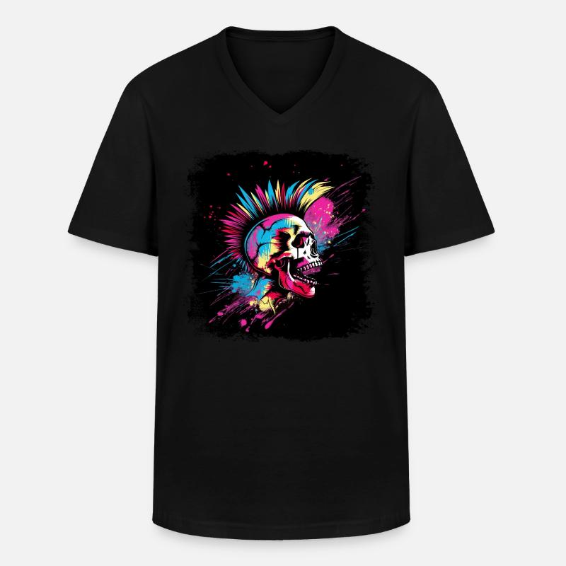 Punk Zombie Mohawk - Männer-T-Shirt mit V-Ausschnitt - Schwarz
