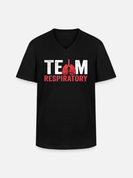 Team Åndedrætsterapi Lungelæge Lunge - Klassisk herre T-shirt med V-udskæring - sort