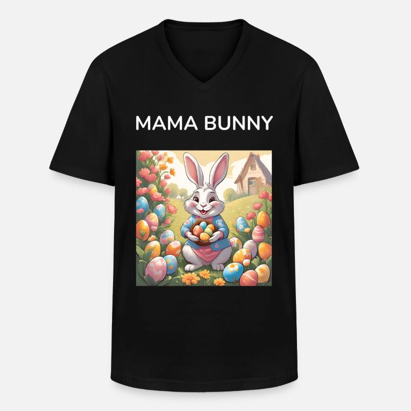 Ostern Mama Hase Mutter - Männer-T-Shirt mit V-Ausschnitt - Schwarz