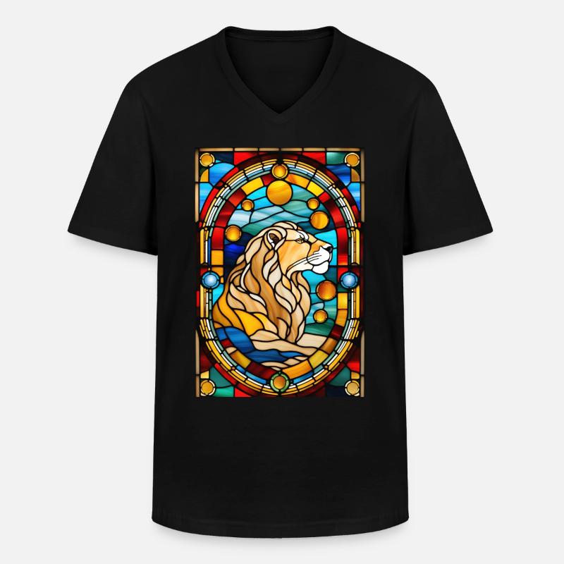 Löwe Astrologie Sternzeichen Geschenk - Männer-T-Shirt mit V-Ausschnitt - Schwarz