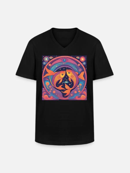 Pisces Zodiac Astrology Gift - Men's V-Neck T-Shirt - black
