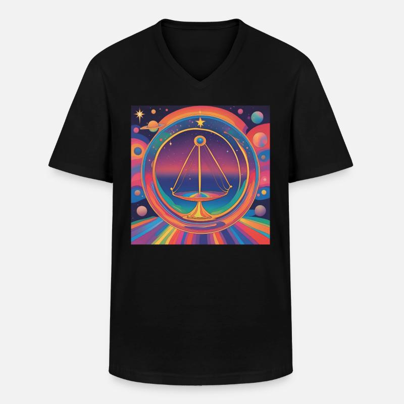 Waage Sternzeichen Astrologie Geschenk - Männer-T-Shirt mit V-Ausschnitt - Schwarz