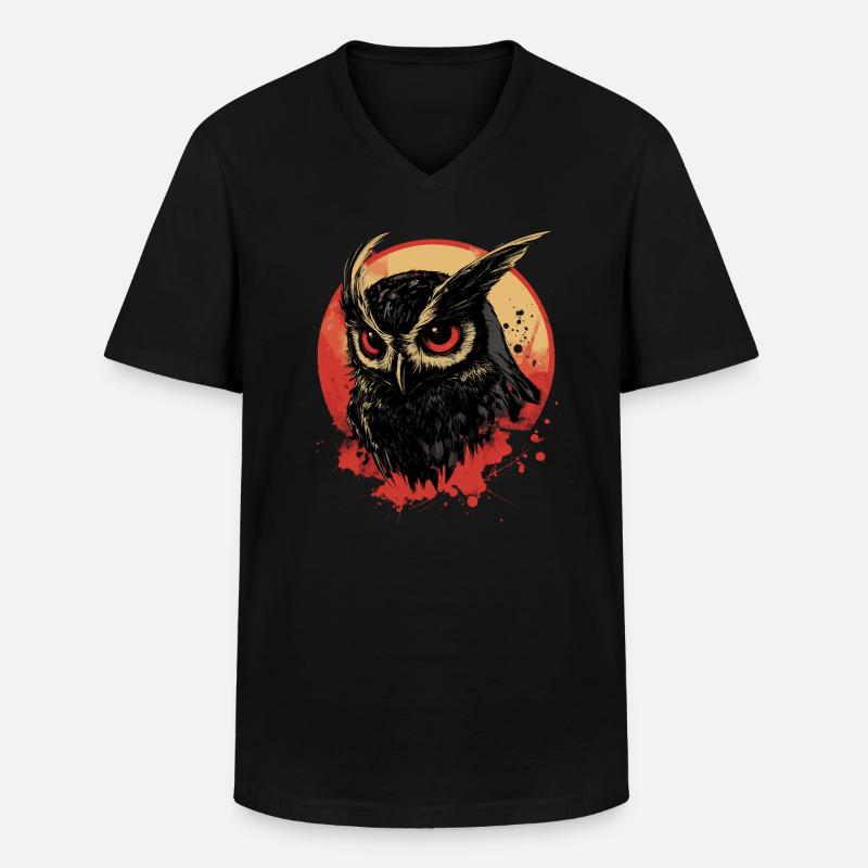 Eule - Männer-T-Shirt mit V-Ausschnitt - Schwarz
