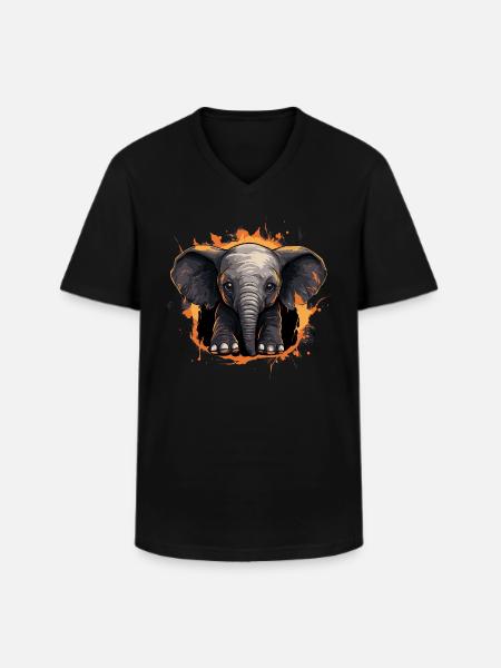 Mignon bébé éléphant - T-shirt col V Homme - noir
