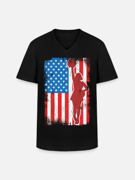 USA Patriotic Cheerleader - Men's V-Neck T-Shirt - black