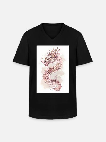Dragon Mythology China Gift - Men's V-Neck T-Shirt - black