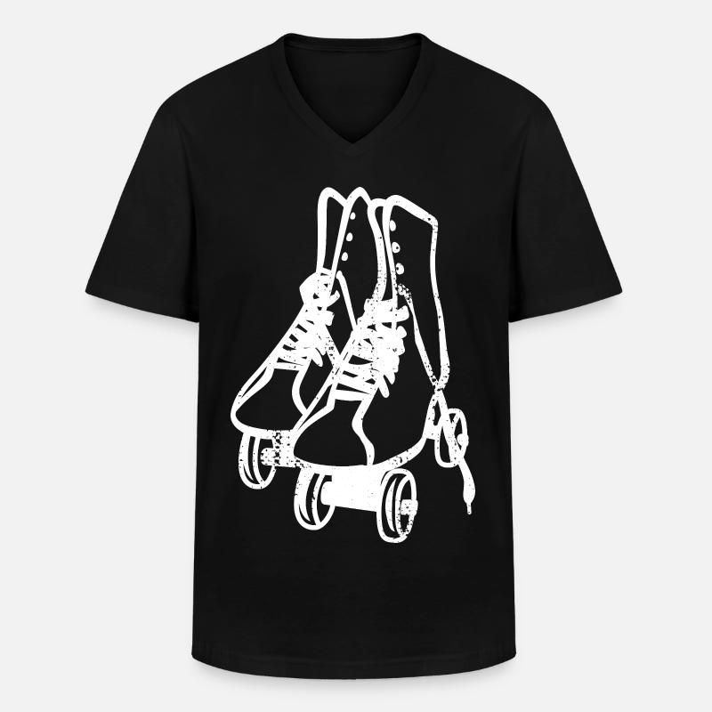 Retro Rollschuhe - Männer-T-Shirt mit V-Ausschnitt - Schwarz