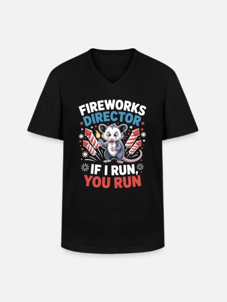 Fireworks director opossum - Men's V-Neck T-Shirt - black
