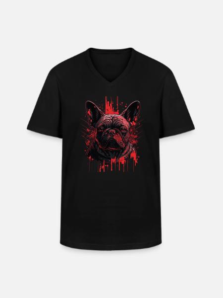 Bulldog francese - Maglietta da uomo classica con scollo a V - nero