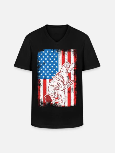 4. Juli USA Breakdance - Männer-T-Shirt mit V-Ausschnitt - Schwarz