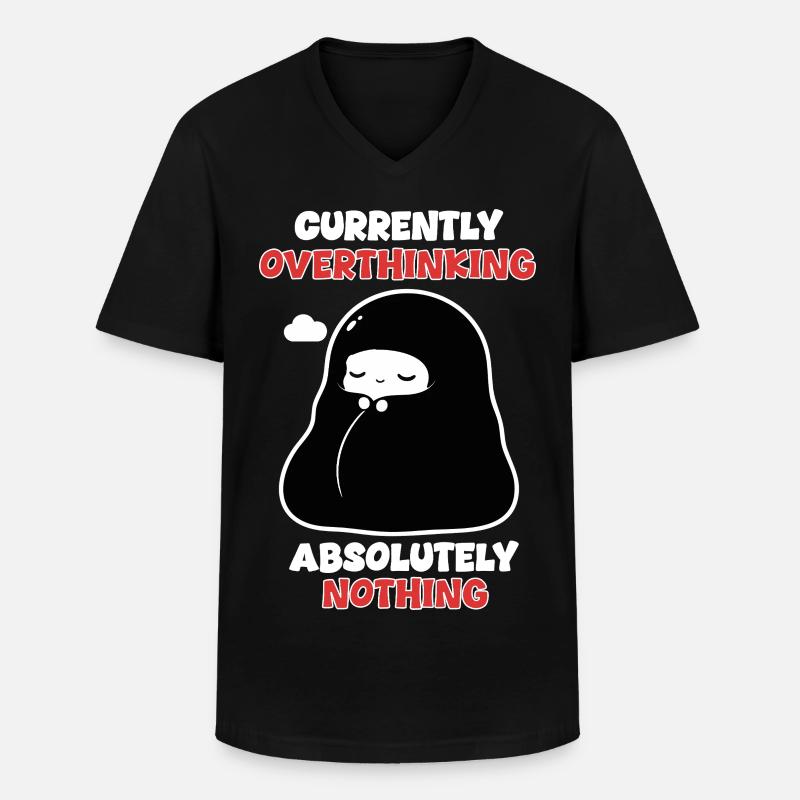 Overthinking Nothing Manga Chibi Humor - Männer-T-Shirt mit V-Ausschnitt - Schwarz