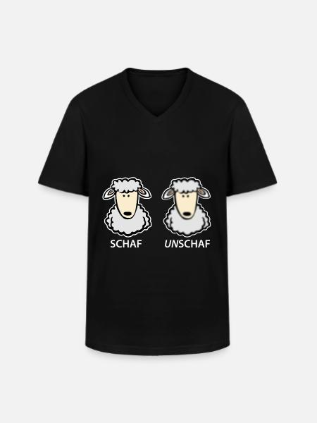 Schaf Unschaf - Männer-T-Shirt mit V-Ausschnitt - Schwarz