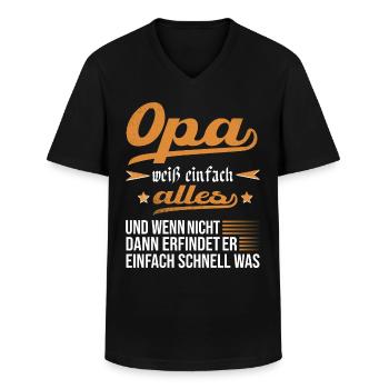 Opa Geschenkidee Opa weiß alles Spruch Großvater - Männer-T-Shirt mit V-Ausschnitt - Schwarz - Vorne - AI Model Male 178 dark (178cm)