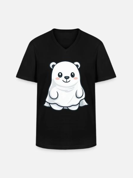 Eisbär Halloween Lustig Geist - Männer-T-Shirt mit V-Ausschnitt - Schwarz