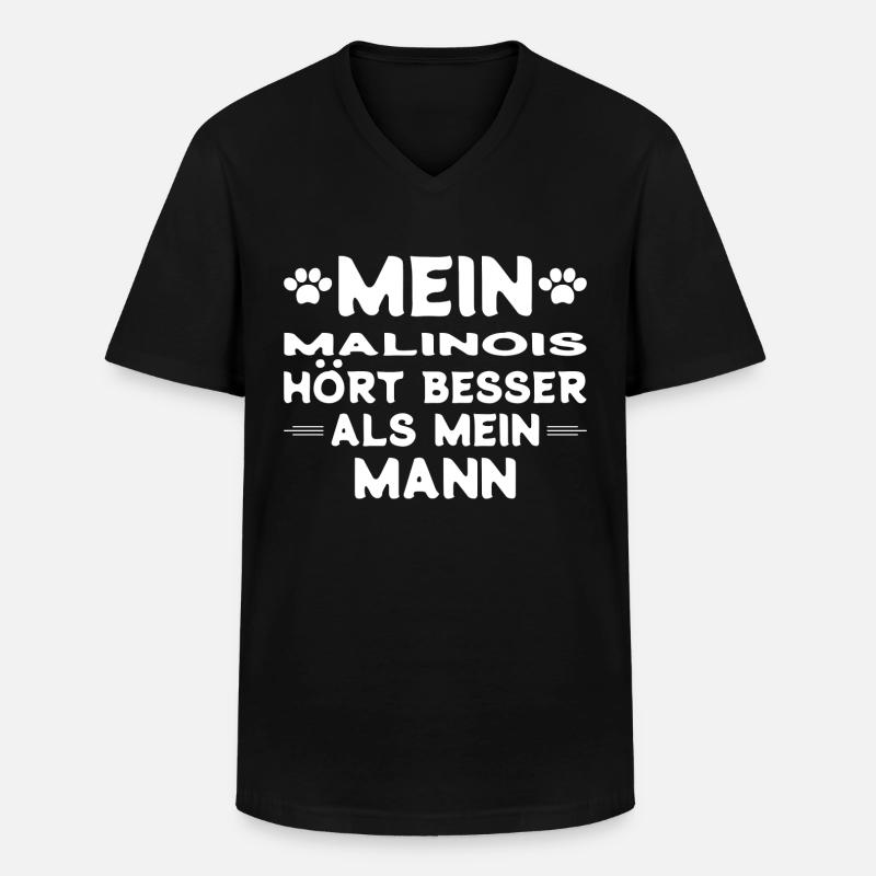 Malinois Ehemann - Männer-T-Shirt mit V-Ausschnitt - Schwarz