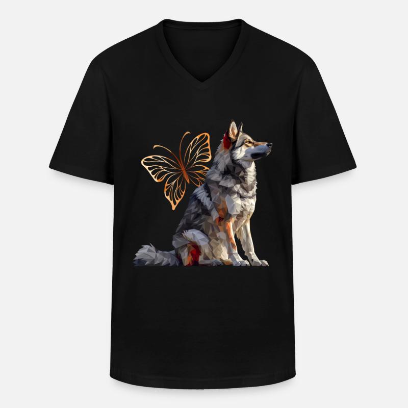 Elkhound - Men's V-Neck T-Shirt - black