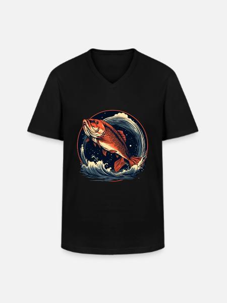 Angling - Men's V-Neck T-Shirt - black