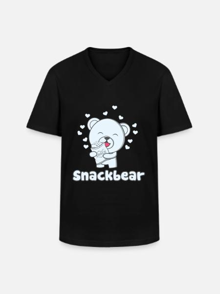Snack bear / snack bear with heart - Men's V-Neck T-Shirt - black