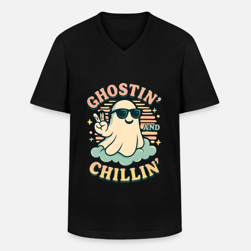 Halloween Geist Kostüm Geschenk - Männer-T-Shirt mit V-Ausschnitt - Schwarz