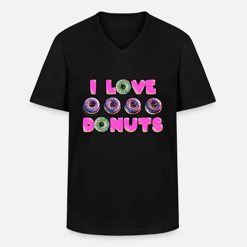 Ich liebe Donuts - Männer-T-Shirt mit V-Ausschnitt - Schwarz