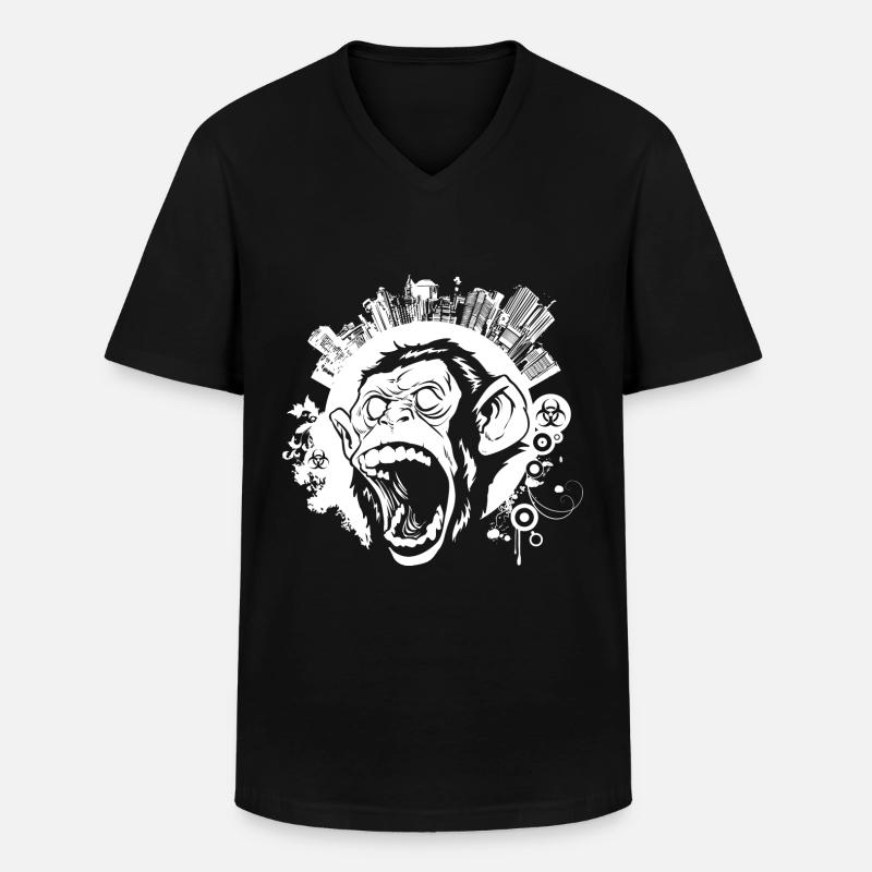 Urban Monkey weiß - Männer-T-Shirt mit V-Ausschnitt - Schwarz