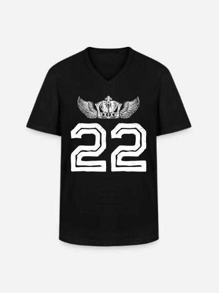 22 Number crown - Men's V-Neck T-Shirt - black