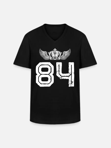 84 Number crown - Men's V-Neck T-Shirt - black