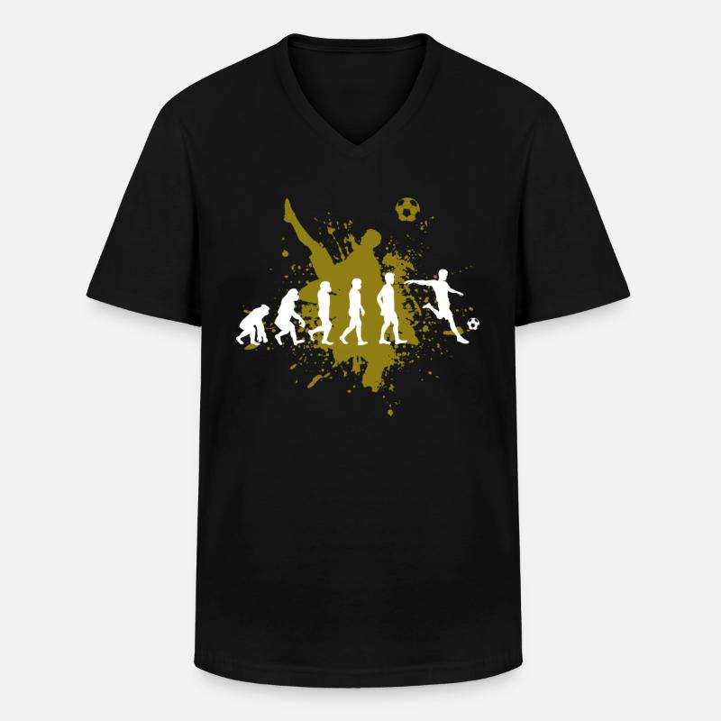 Fußball - Männer-T-Shirt mit V-Ausschnitt - Schwarz