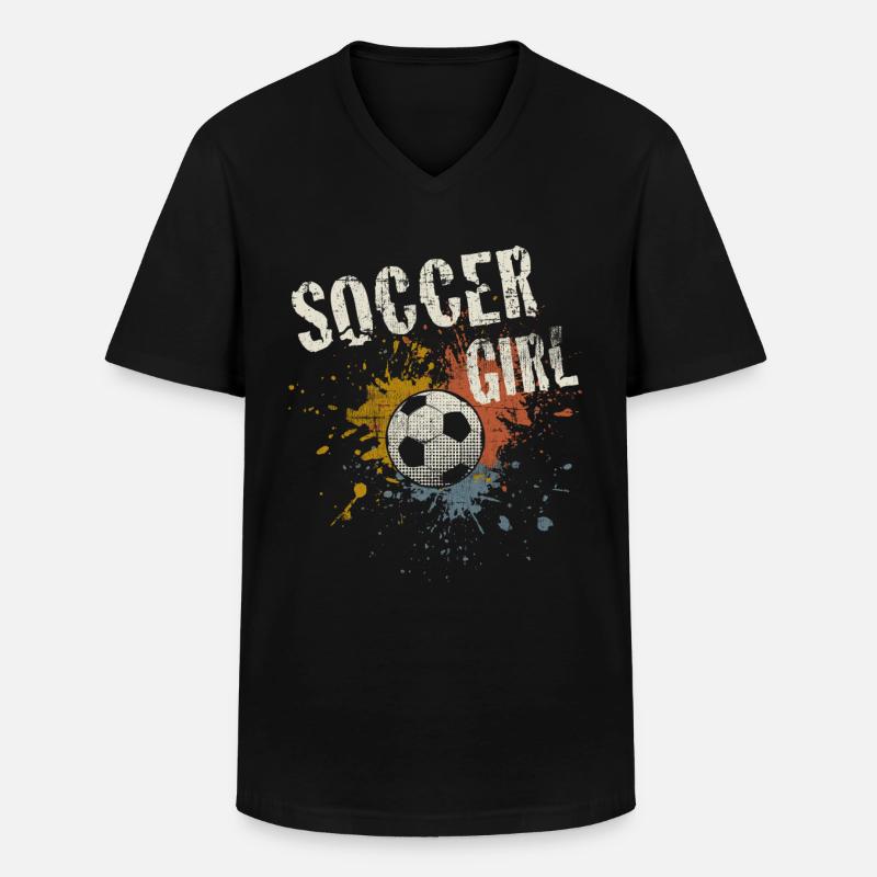 Fußball Mädchen - Männer-T-Shirt mit V-Ausschnitt - Schwarz