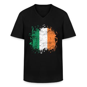 Ireland Music - Men's V-Neck T-Shirt - black - Front - AI Model Male 178 dark (178cm)