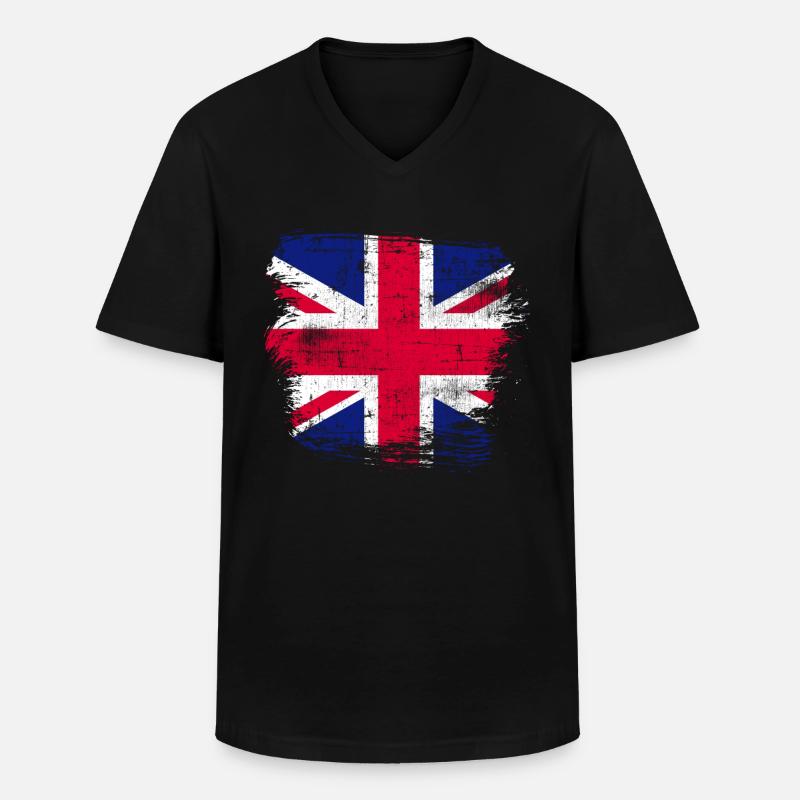 Großbritannien - Männer-T-Shirt mit V-Ausschnitt - Schwarz