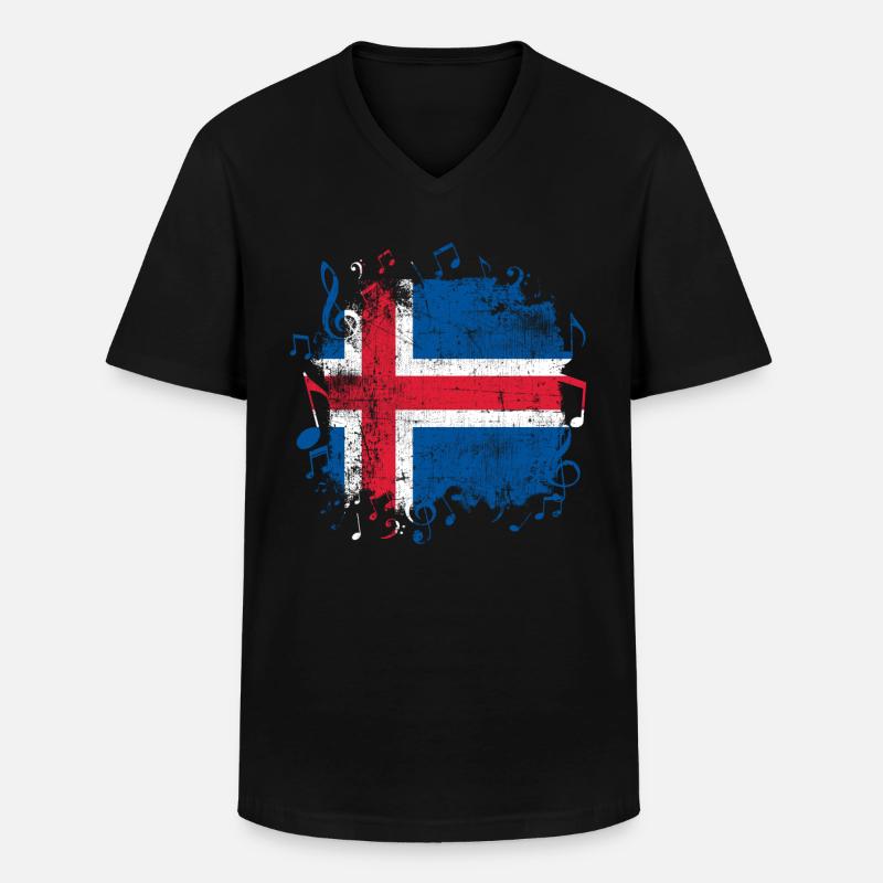 Island Musik - Männer-T-Shirt mit V-Ausschnitt - Schwarz