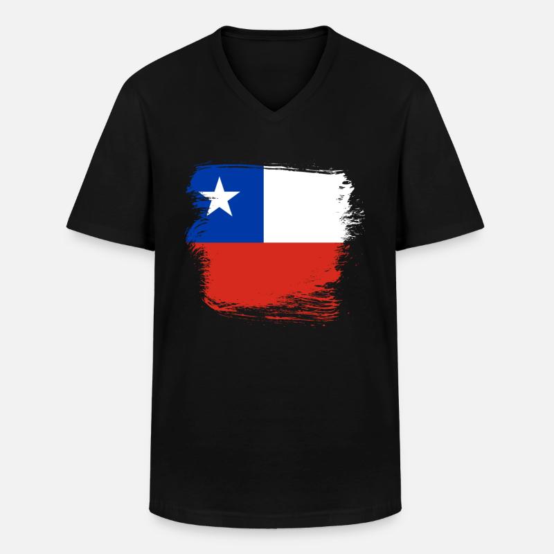 Chile Flagge - Männer-T-Shirt mit V-Ausschnitt - Schwarz