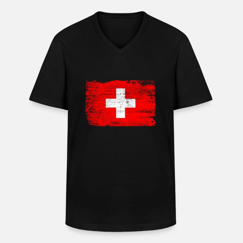 Schweiz - Männer-T-Shirt mit V-Ausschnitt - Schwarz
