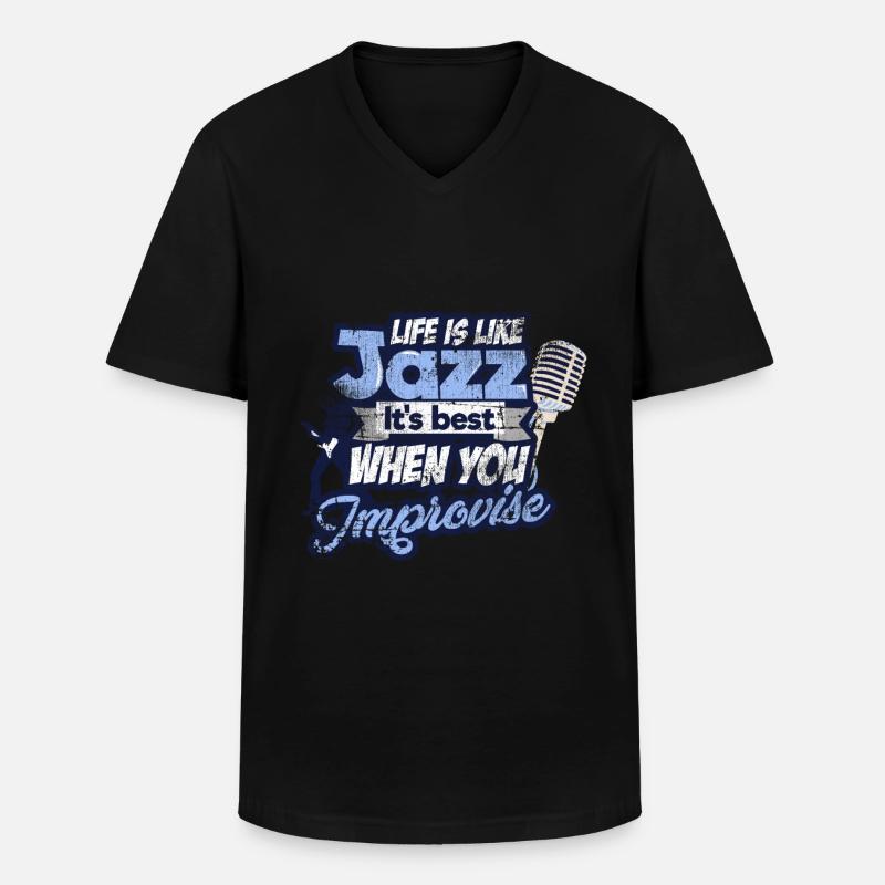 Jazz - Männer-T-Shirt mit V-Ausschnitt - Schwarz