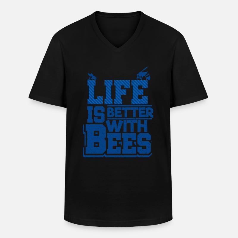Bienen - Männer-T-Shirt mit V-Ausschnitt - Schwarz