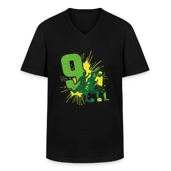 Football 10th birthday 10 years - Men's V-Neck T-Shirt - black - Front - AI Model Male 178 dark (178cm)