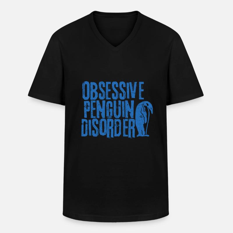 Pinguin - Männer-T-Shirt mit V-Ausschnitt - Schwarz