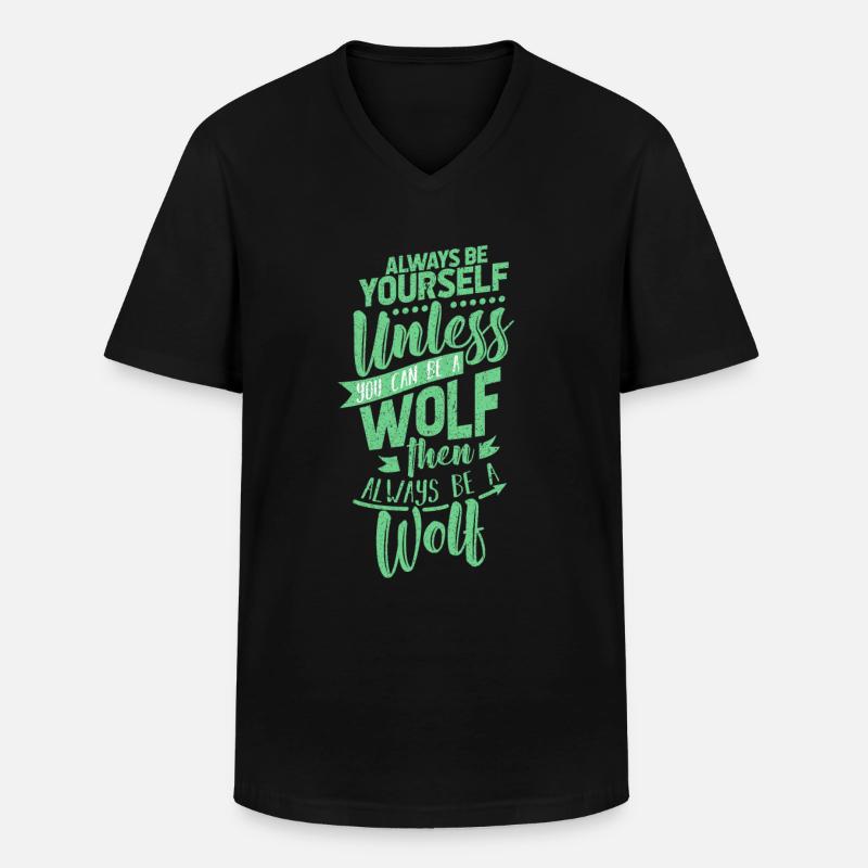 Wolf - Männer-T-Shirt mit V-Ausschnitt - Schwarz